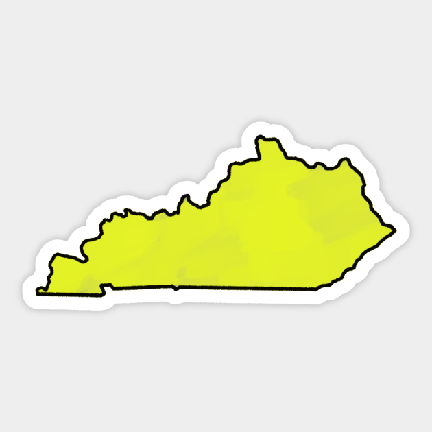 Kentucky Yellow Outline Kentucky Sticker TeePublic